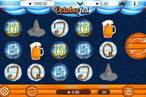 Zu sehen ist ein Automatenspiel, welches Symbole rund um das Münchener Oktoberfest benutzt.