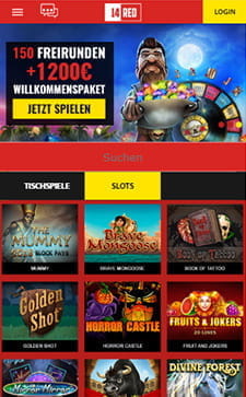Zu sehen ist die reichhaltige Spieleauswahl im 14Red.
