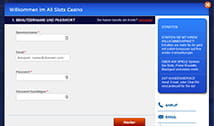 Das Registrierungsformular von All Slots