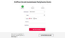 Schritt 1 beim Registrierungsformular von Party Casino
