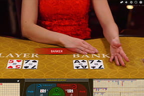 Der Baccarat-Tisch im Live-Casino von Casino Cruise