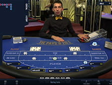 Lucky Streak Baccarat als kleine Vorschau - Dealer mit gelber Fliege