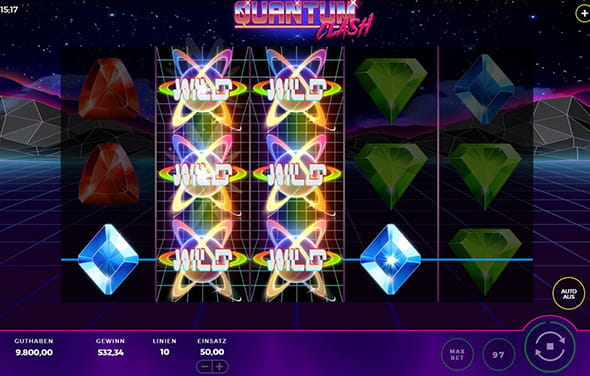 Die Wilds im Spielautomaten Quantum Clash.