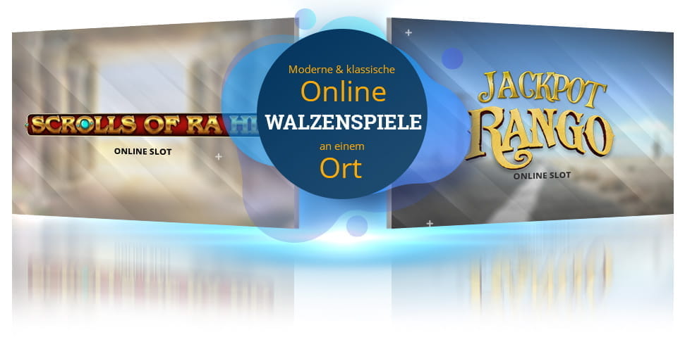 Auf dem Bild sind die Logos der iSoftBet Online Slots Scrolls of Ra und Jackpot Rango zu erkennen.