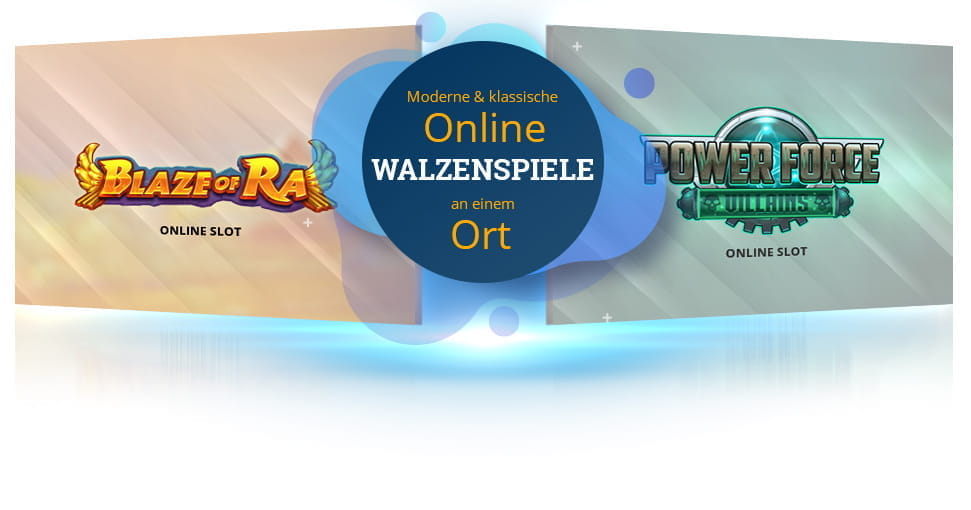 Die Logos der beiden Push Gaming Online Slots Blaze of Ra und Power Force Villains.