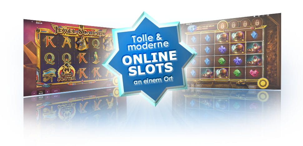 Die Logos der Red Tiger Slots Jewels Scarab sowie Legendary Excalibur.