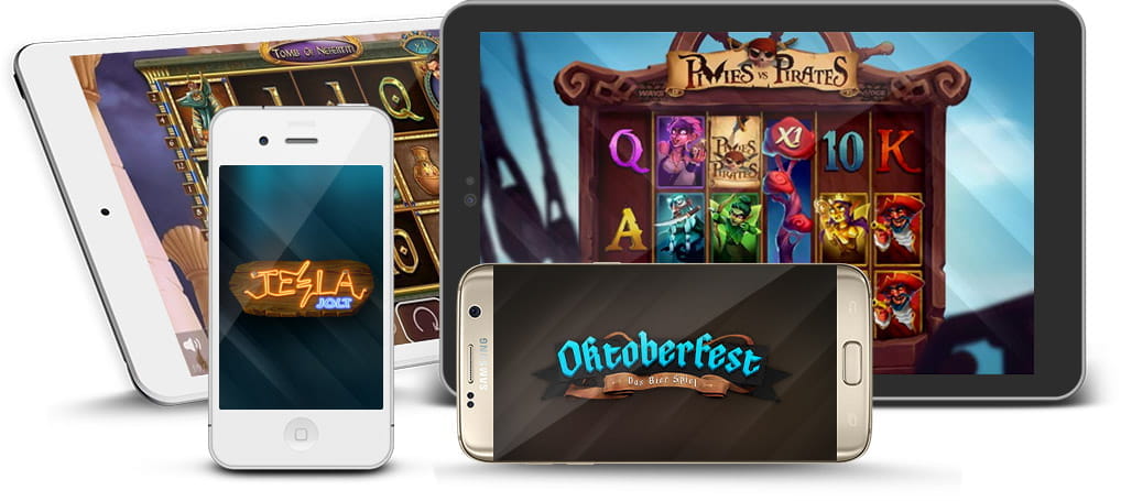 Die Spiele von Nolimits City dargestellt auf Smartphones und Tablets.