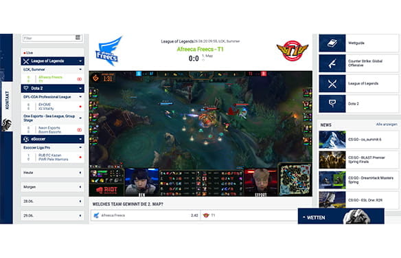 Live Wetten mit Streaming vom eSports auf der Seite von bet-at-home.