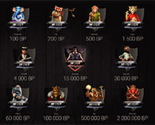 Das Bild zeigt die 11 verschiedenen VIP-Level des Treueprogramms.