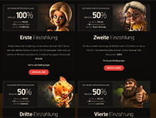 Eine Übersicht des auf vier Einzahlungen gestaffelten Willkommenspakets.