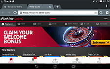 Der Startbildschirm der Betfair Android App