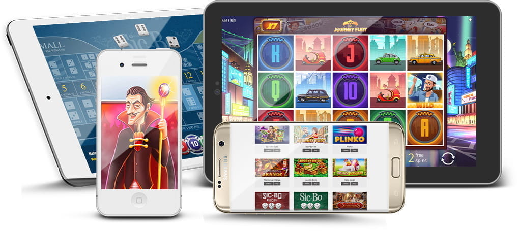 Die Automaten des Entwicklers BGaming, die auf Smartphones und Tablets gezeigt werden.