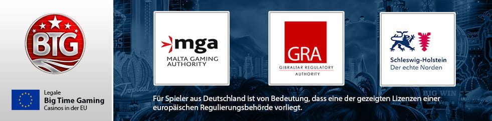 Deutsche Online Casinos benötigen die gültige Lizenz einer europäischen Regulierungsbehörde.