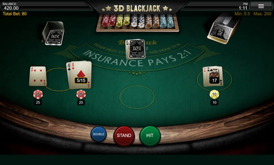 Der Spielablauf von 3D Blackjack.