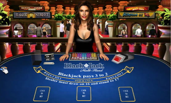 Das iSoftBet Spiel Blackjack Multihand 3D.