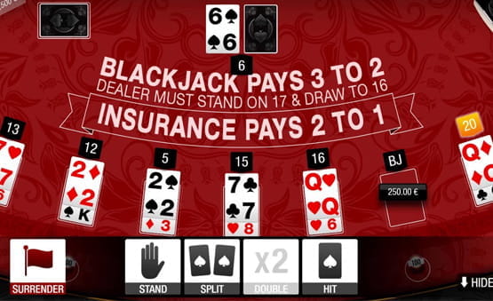 Das Spielfeld von Blackjack VIP Multihand.