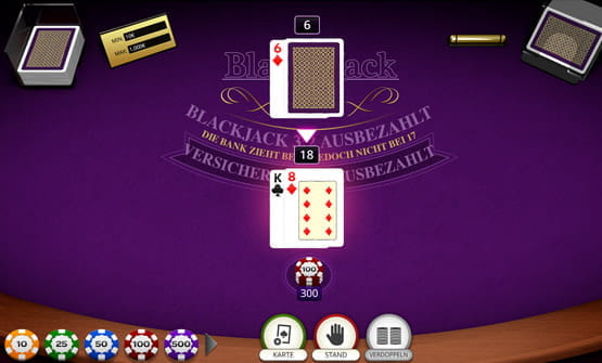 Das Online Casino Spiel Blackjack VIP Single Hand.