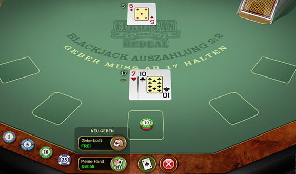 Ein European Blackjack Redeal Gold Tisch vom Hersteller Microgaming