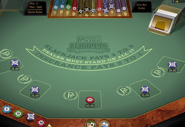 Die kostenlose Demo-Version von Multi-hand Perfect Pairs European Blackjack aus dem Hause Microgaming.