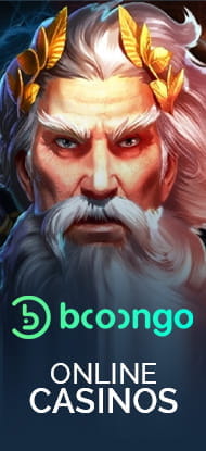 Eine Figur aus einem Booongo Slot und der Zusatz Booongo Online Casinos.