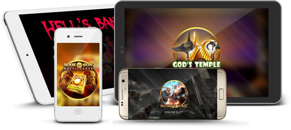 Die Slots des Herstellers Booongo dargestellt auf mobilen Endgeräten wie Smartphones und Tablets.