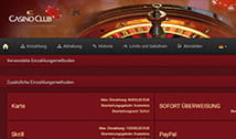 Die Einzahlung bei CasinoClub über PayPal und viele andere.