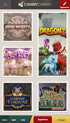 Screenshot der CherryCasino App Spielauswahl