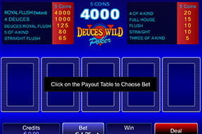 Das Videopokerspiel bei Ruby Fortune ist in Blau gehalten.