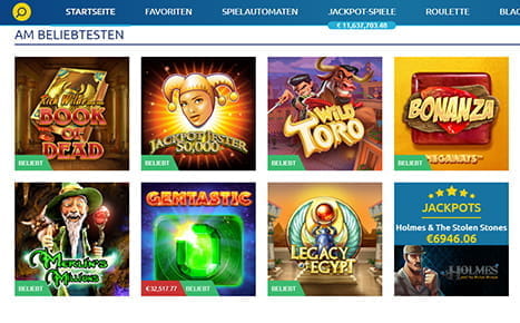 DrückGlück Casino Vorschau Spielauswahl.