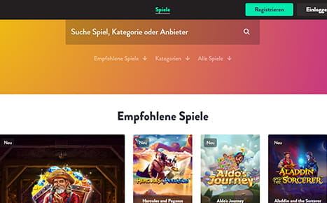 Die Webseite des Dunder Casinos.