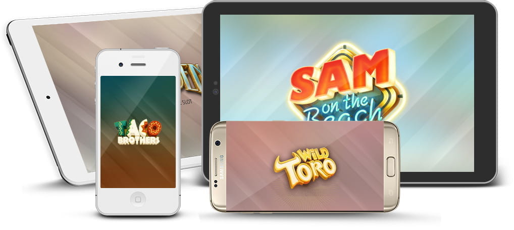 ELK Studios Slots, die auf den Bildschirmen von Smartphones und Tablets dargestellt werden.