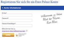 Anmeldung bei EuroPalace für 10 gratis Freispiele