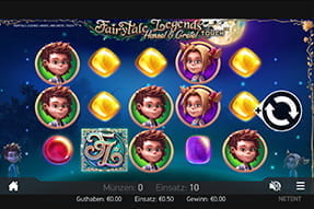 Startbildschirm des Hanse and Gretel Slots von NetEnt bei Sunmaker