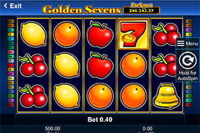 Der bekannte Früchtemix beim Spielautomaten Golden Seven.