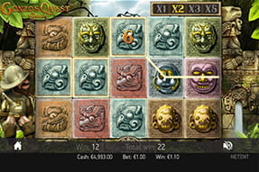 Gonzo's Quest von NetEnt findet sich ebenfalls, die Figur tanzt bei hohen Gewinnen