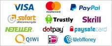 Zusammenstellung der Logos unterschiedlicher Zahlungsmöglichkeiten.