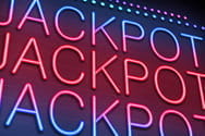 Das Wort Jackpot in Neonfarben.