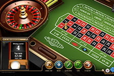 Das Spielfeld mit Kessel beim Roulette.