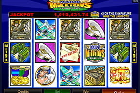 Der bekannte Major Millions Jackpot von Ruby Fortune in der Webversion.