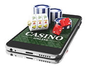 Ein Mobilgerät mit Echtgeld Casino Spielen.