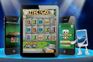 Smartphones und Tablets mit Casino Spielen.