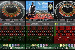 An drei verschiedenen Tischen kann man beim Multi-Wheel Live Roulette spielen.