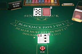 Ein geteiltes Blatt bei der Single Deck Variante von Blackjack