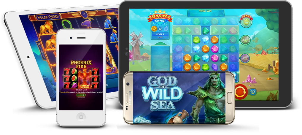 Verschiedene Spiele des Herstellers Playson auf den mobilen Endgeräten.