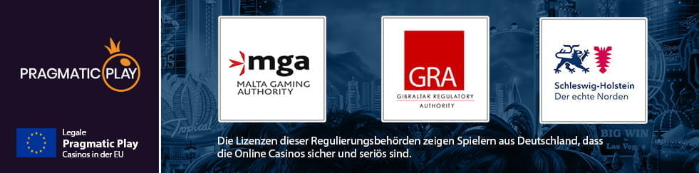 Diese Infografik zeigt die Regulierungsbehörden in Europa, die für Sicherheit und Fairness sorgen. Zu diesen Behörden zählen neben der Malta Gaming Authority, die Gibraltar Regulatory Authority sowie das Innenministerium von Schleswig-Holstein.