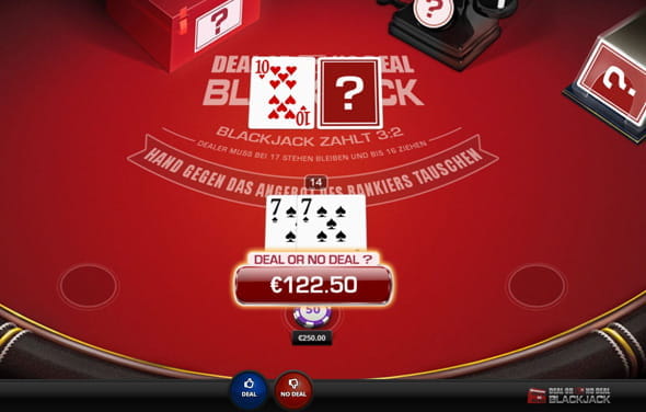 Spielablauf des Red Tiger Blackjack Spiels Deal or no Deal.