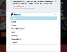 Zu sehen ist das übersichtliche Einzahlungsmenü in der Rizk App.
