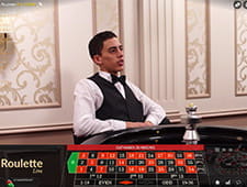 Zu sehen ist der deutsche Roulette Tisch mit Dealer Christoph.