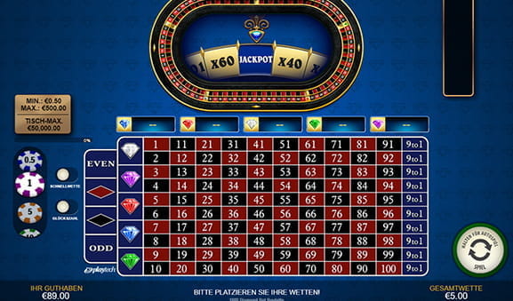 Der 1000 Diamond Bet Roulette Spieltisch von Playtech.