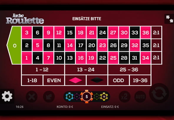 Das kostenlose Turbo Roulette Spiel.